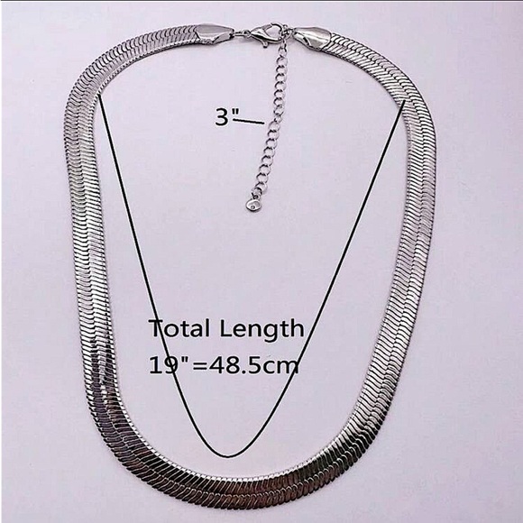 Sterling Silver 10mm Herringbone Necklace, Flat, Snake Unisex - Picture 12 of 12